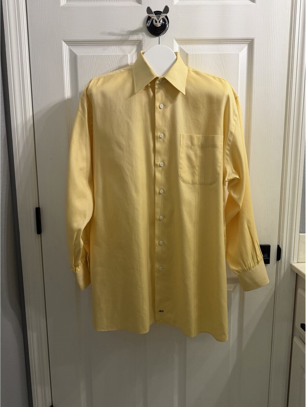 Vintage John W Nordstrom Mens Dress Shirt 16.5 33 Yellow 100% Cotton, Hong Kong